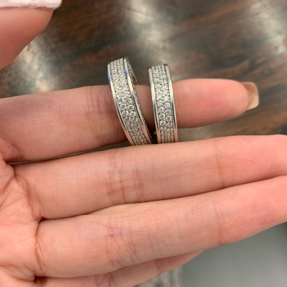 Celine Edwige Crystal Rhodium Hoops - Picture 7 of 8